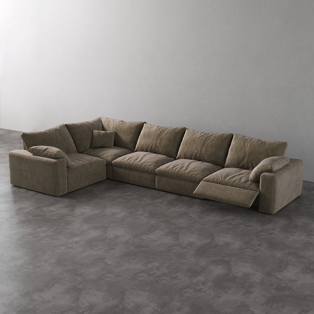 CloudLuxe L-Shape 5-Piece Modular Recliner Sectional-Velvet