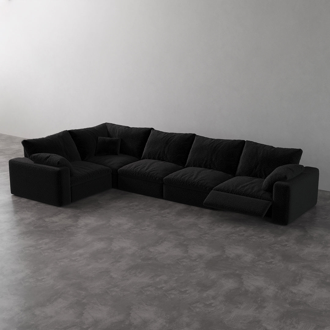 CloudLuxe L-Shape 5-Piece Modular Recliner Sectional-Bouclé