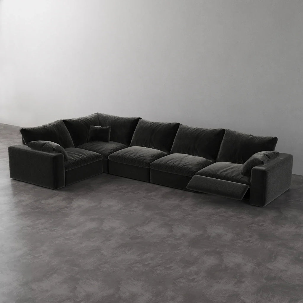 CloudLuxe L-Shape 5-Piece Modular Recliner Sectional-Velvet
