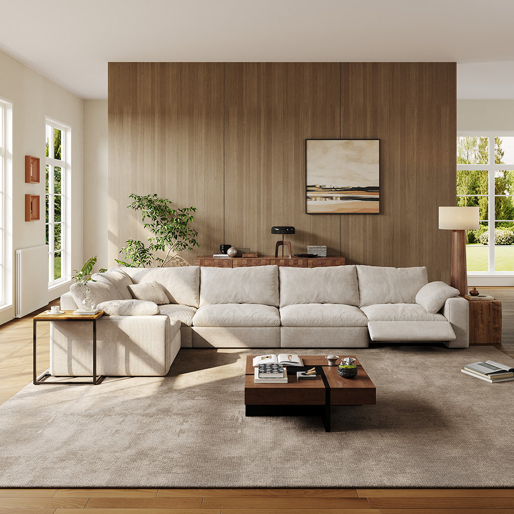 CloudLuxe L-Shape 5-Piece Modular Recliner Sectional-Corduroy