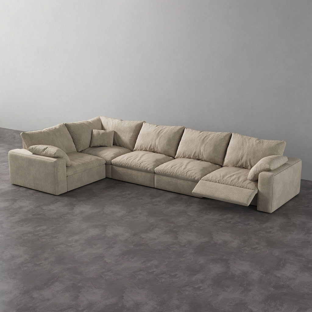 CloudLuxe L-Shape 5-Piece Modular Recliner Sectional-Corduroy