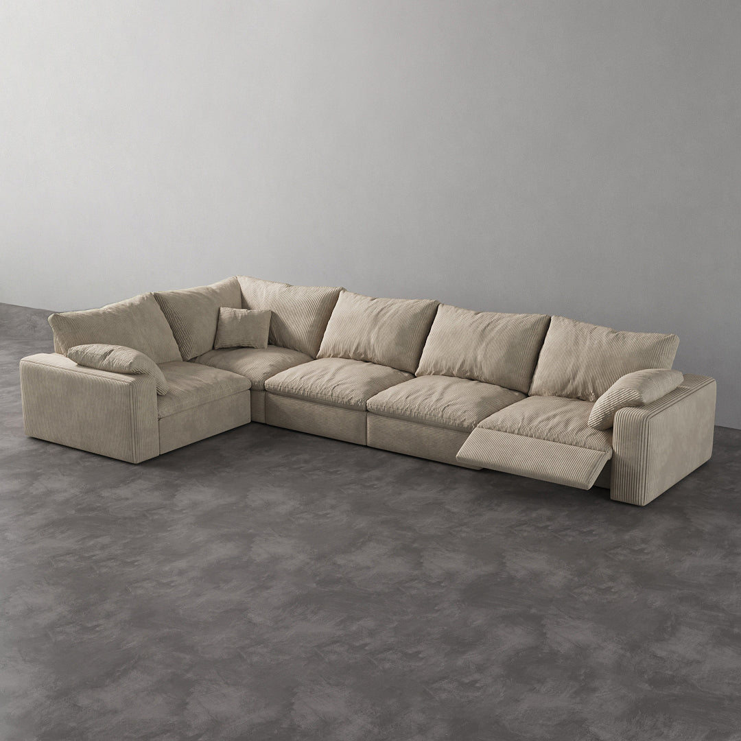 CloudLuxe L-Shape 5-Piece Modular Recliner Sectional-Corduroy