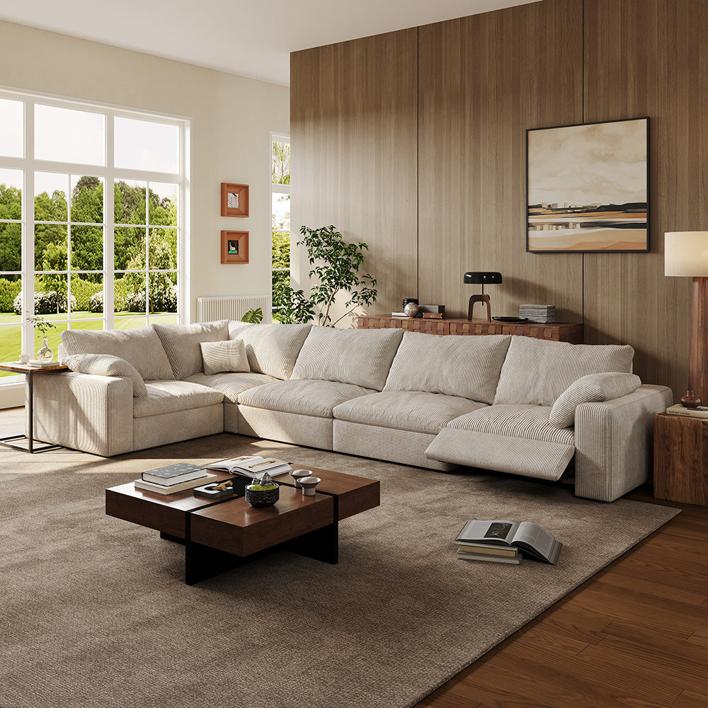 CloudLuxe L-Shape 5-Piece Modular Recliner Sectional-Corduroy
