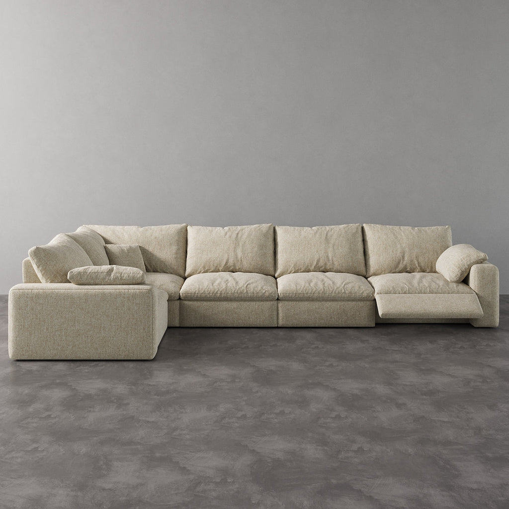 CloudLuxe L-Shape 5-Piece Modular Recliner Sectional-Linen