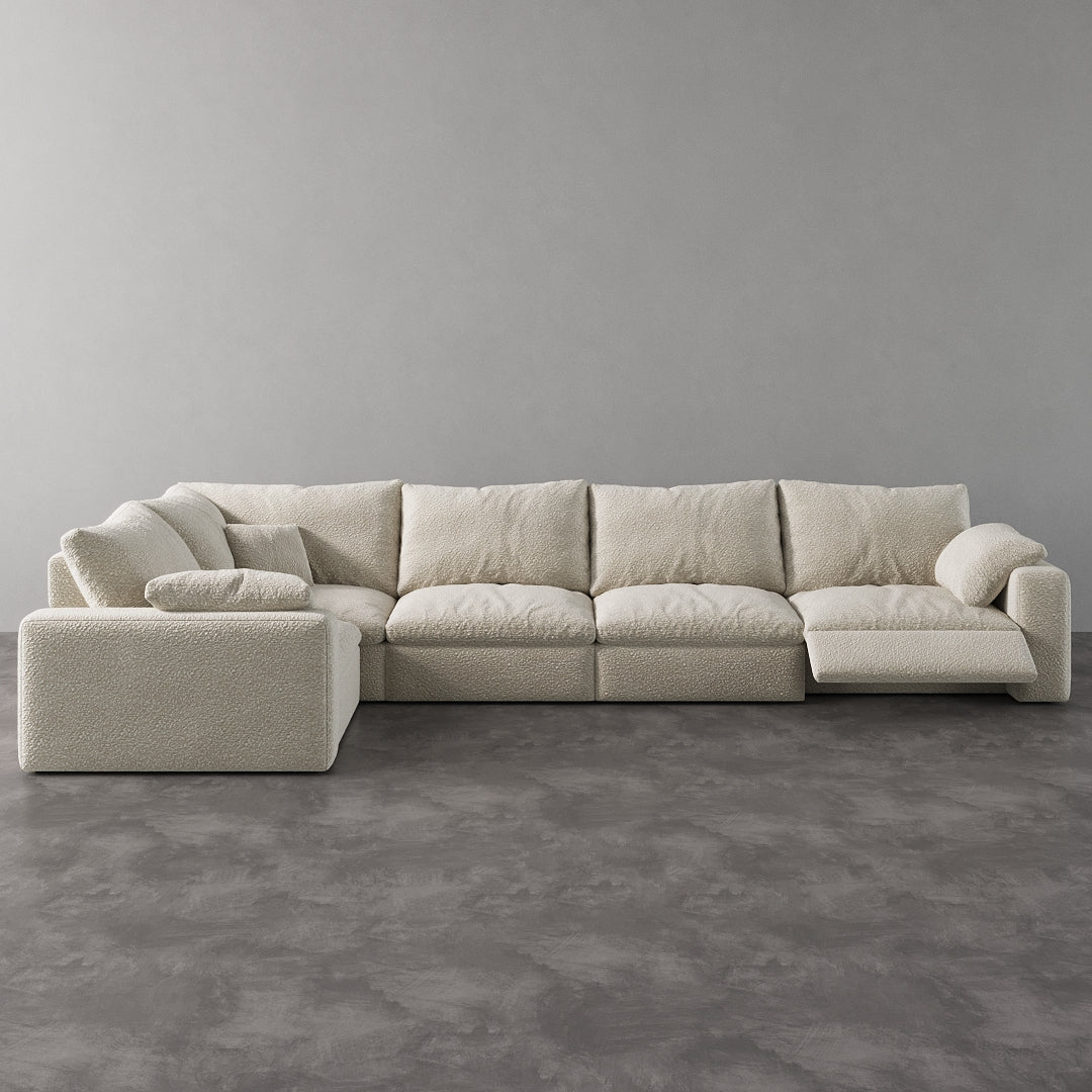 CloudLuxe L-Shape 5-Piece Modular Recliner Sectional-Bouclé