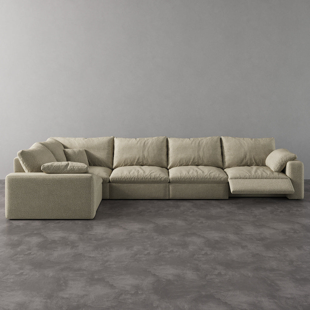 CloudLuxe L-Shape 5-Piece Modular Recliner Sectional-Linen