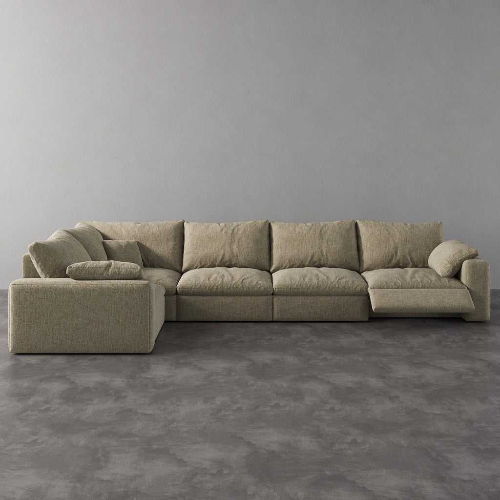 CloudLuxe L-Shape 5-Piece Modular Recliner Sectional-Linen