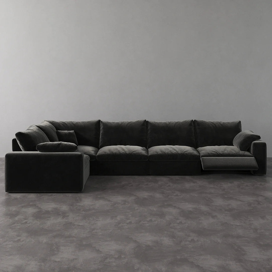 CloudLuxe L-Shape 5-Piece Modular Recliner Sectional-Velvet