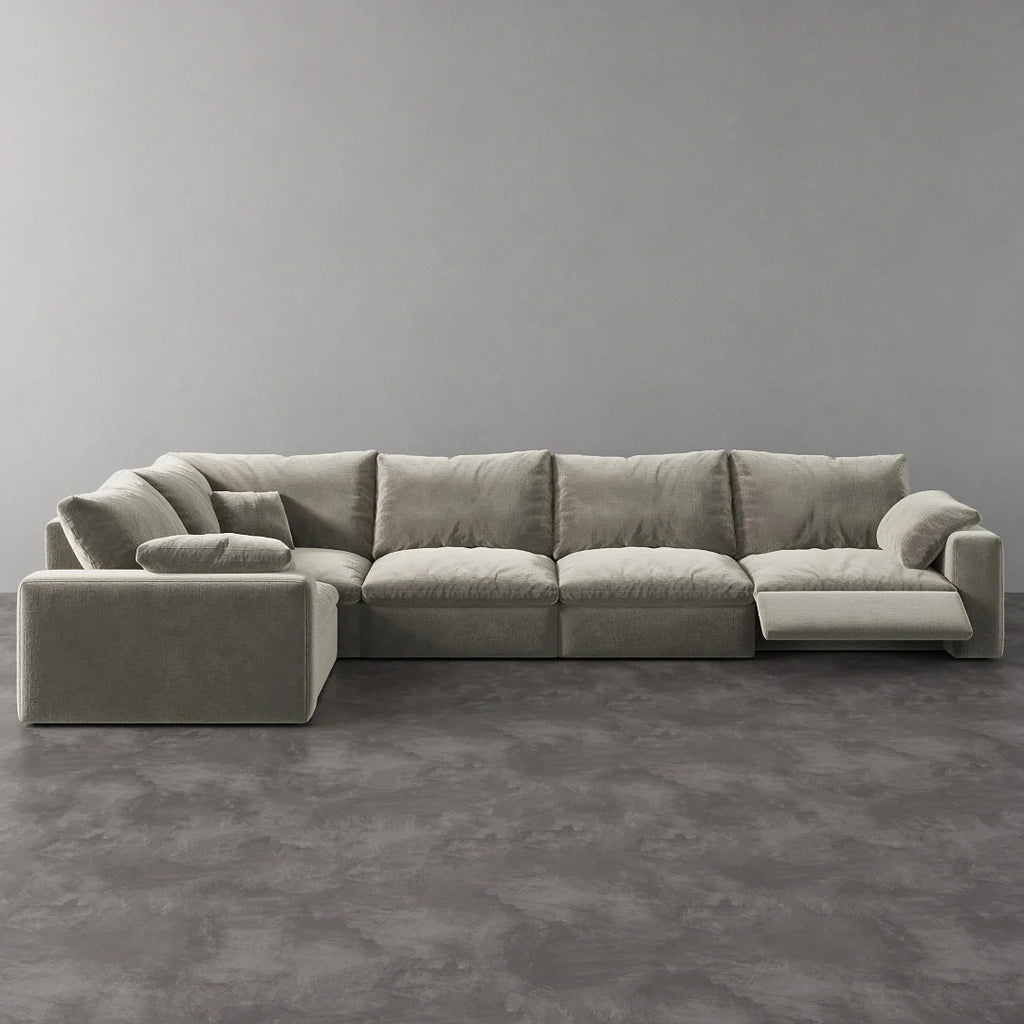 CloudLuxe L-Shape 5-Piece Modular Recliner Sectional-Velvet