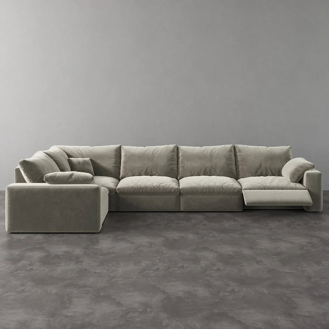 CloudLuxe L-Shape 5-Piece Modular Recliner Sectional-Velvet
