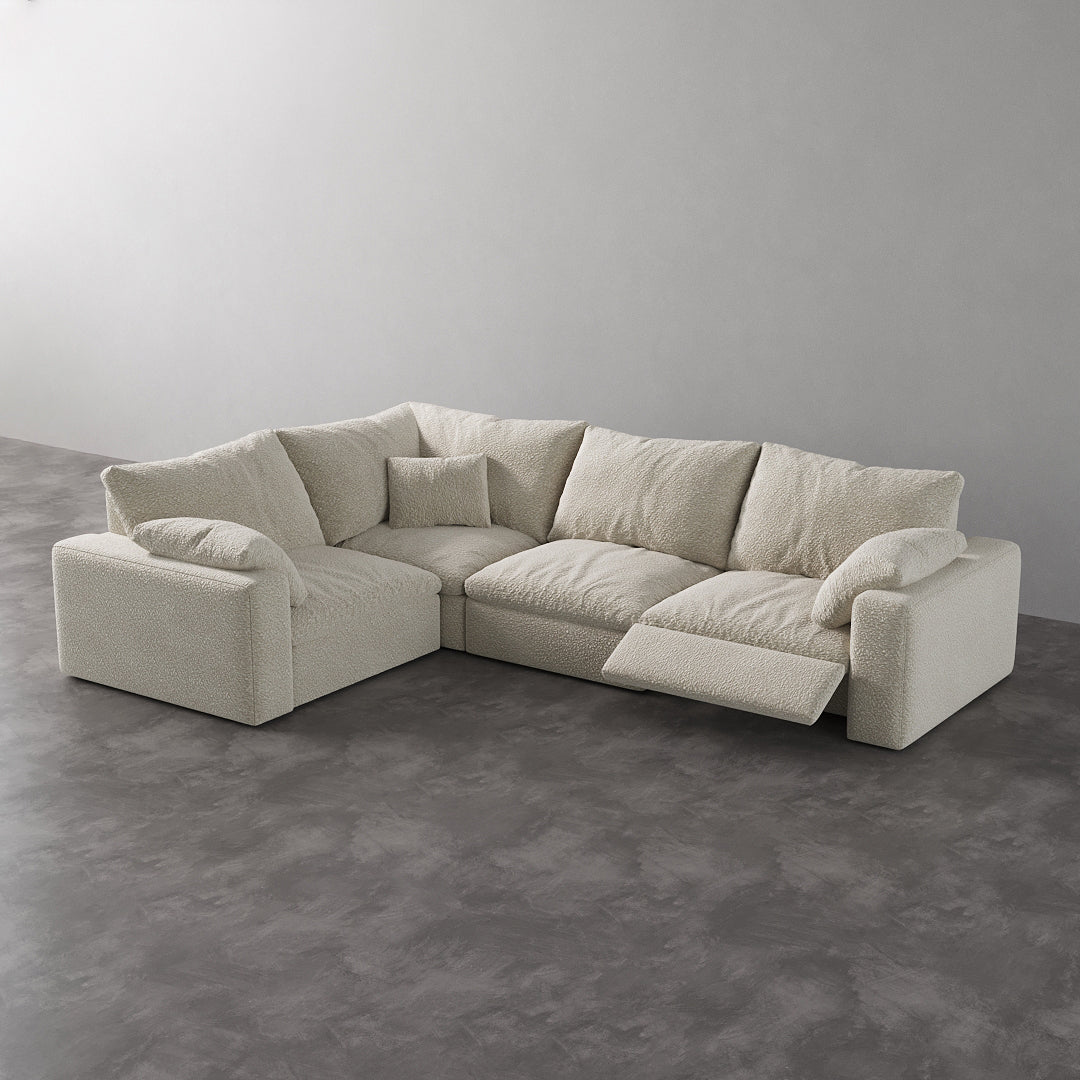 CloudLuxe L-Shape 4-Piece Modular Recliner Sectional-Bouclé