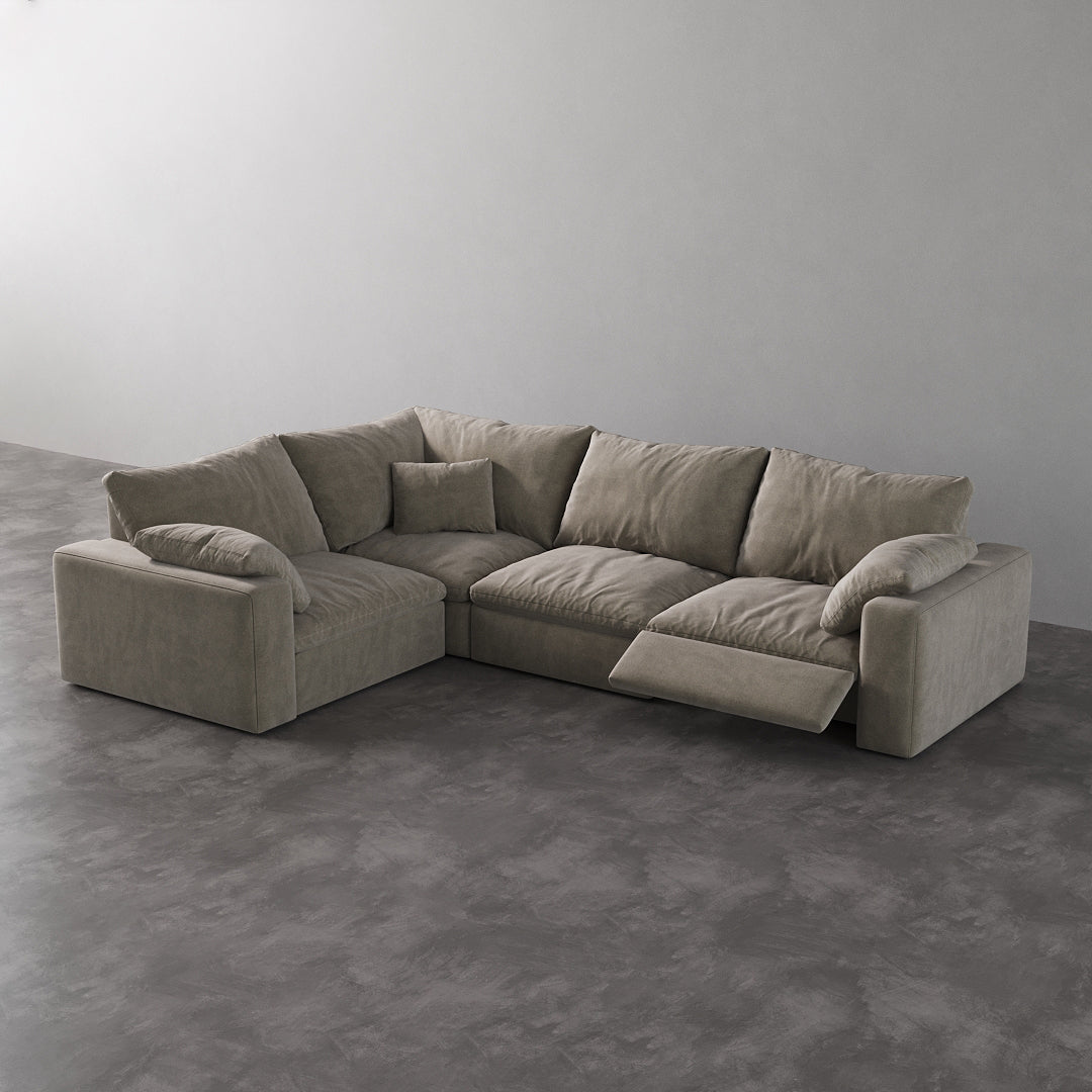 CloudLuxe L-Shape 4-Piece Modular Recliner Sectional-Velvet