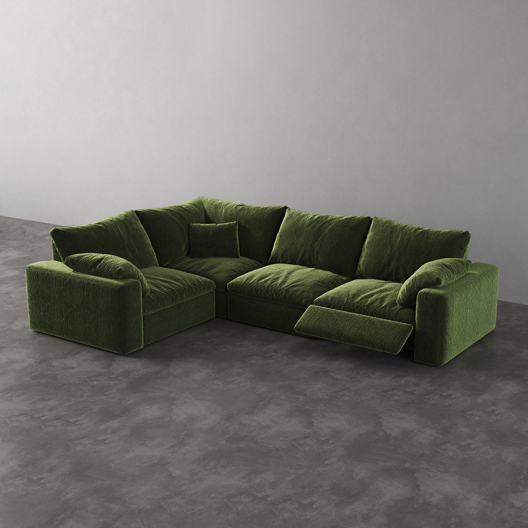 CloudLuxe L-Shape 4-Piece Modular Recliner Sectional-Velvet