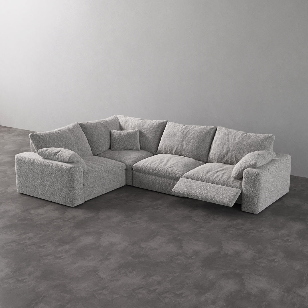 CloudLuxe L-Shape 4-Piece Modular Recliner Sectional-Bouclé