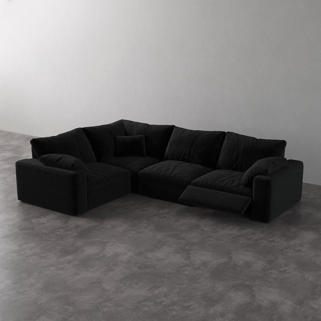 CloudLuxe L-Shape 4-Piece Modular Recliner Sectional-Bouclé