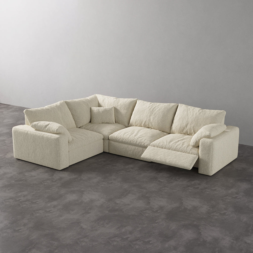 CloudLuxe L-Shape 4-Piece Modular Recliner Sectional-Bouclé