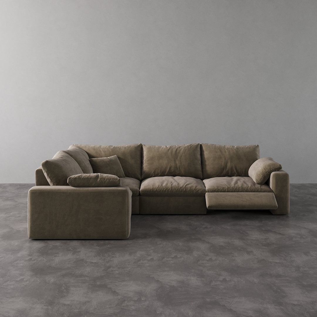 CloudLuxe L-Shape 4-Piece Modular Recliner Sectional-Velvet