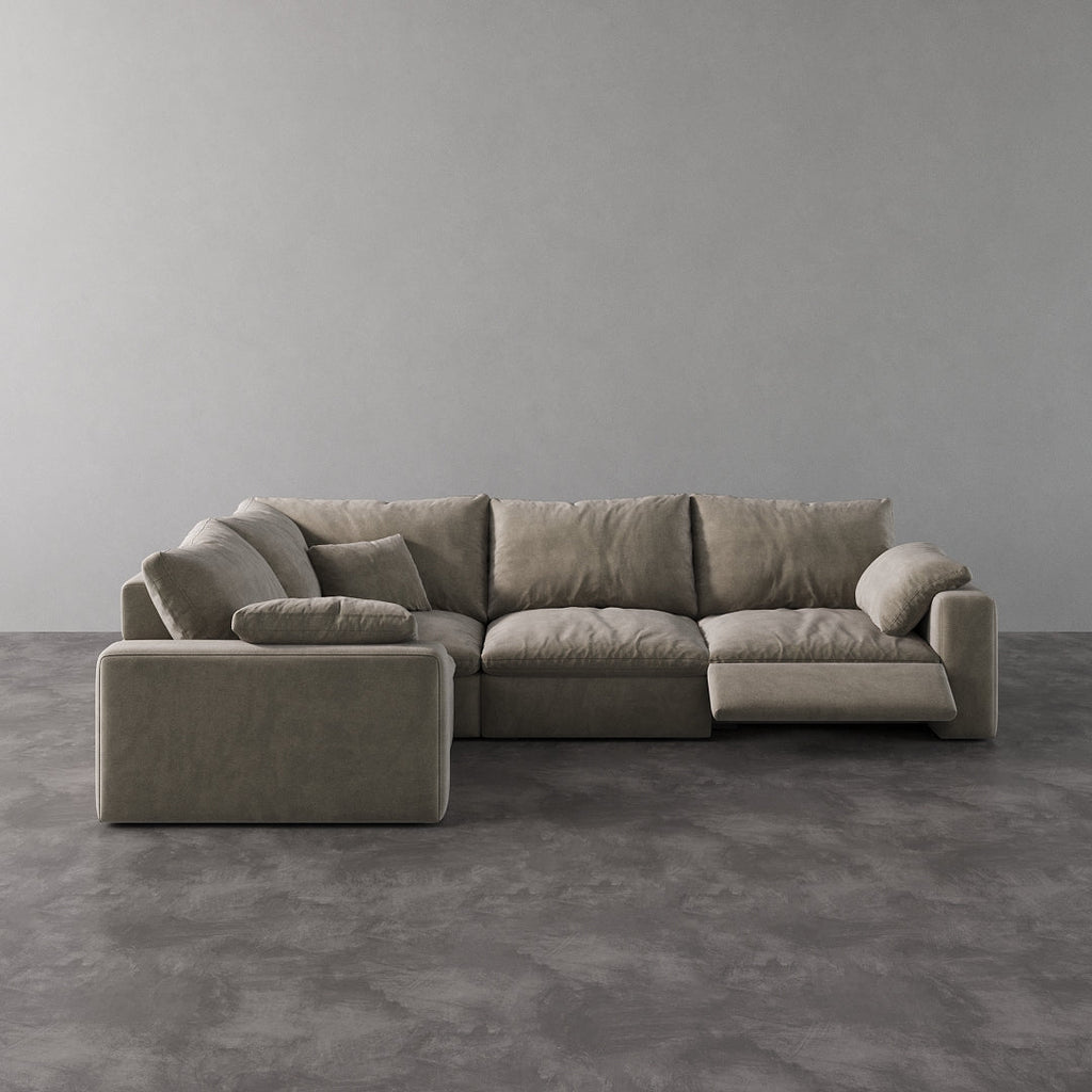 CloudLuxe L-Shape 4-Piece Modular Recliner Sectional-Velvet