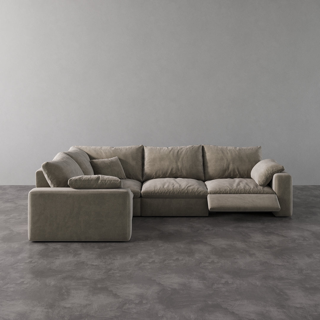 CloudLuxe L-Shape 4-Piece Modular Recliner Sectional-Velvet