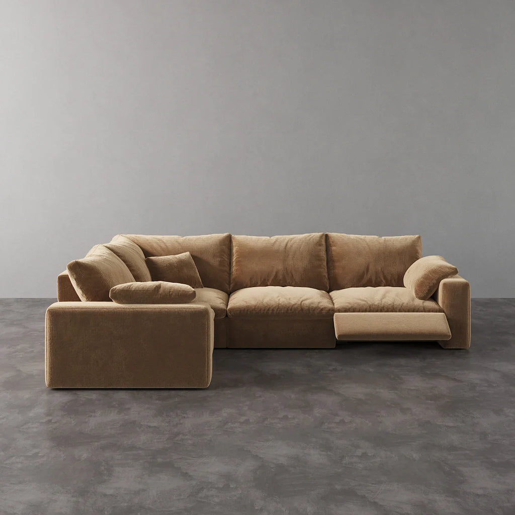 CloudLuxe L-Shape 4-Piece Modular Recliner Sectional-Velvet