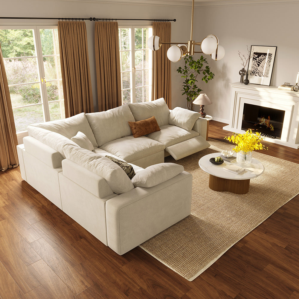 CloudLuxe L-Shape 4-Piece Modular Recliner Sectional-Velvet