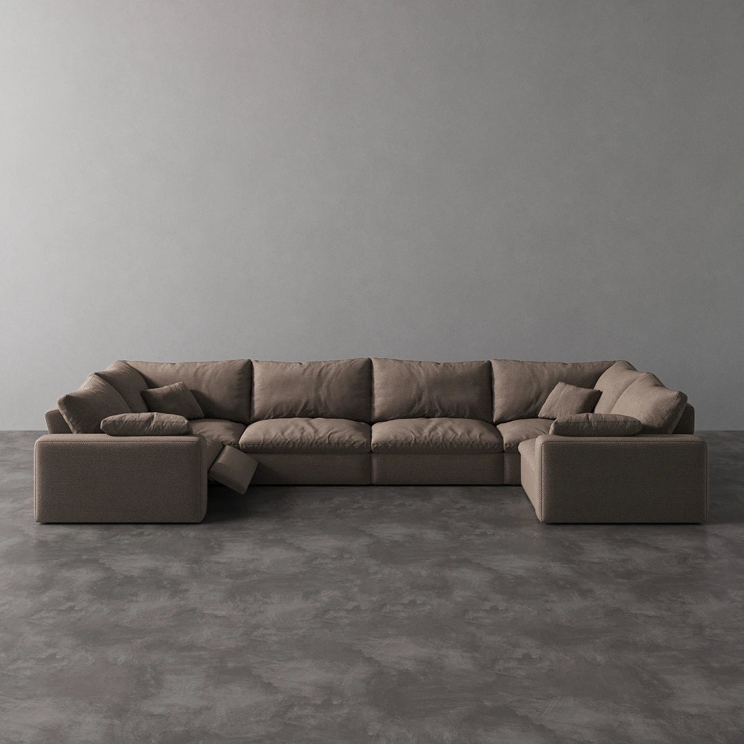 CloudLuxe U-Shape 6-Piece Modular Recliner Sectional-Linen