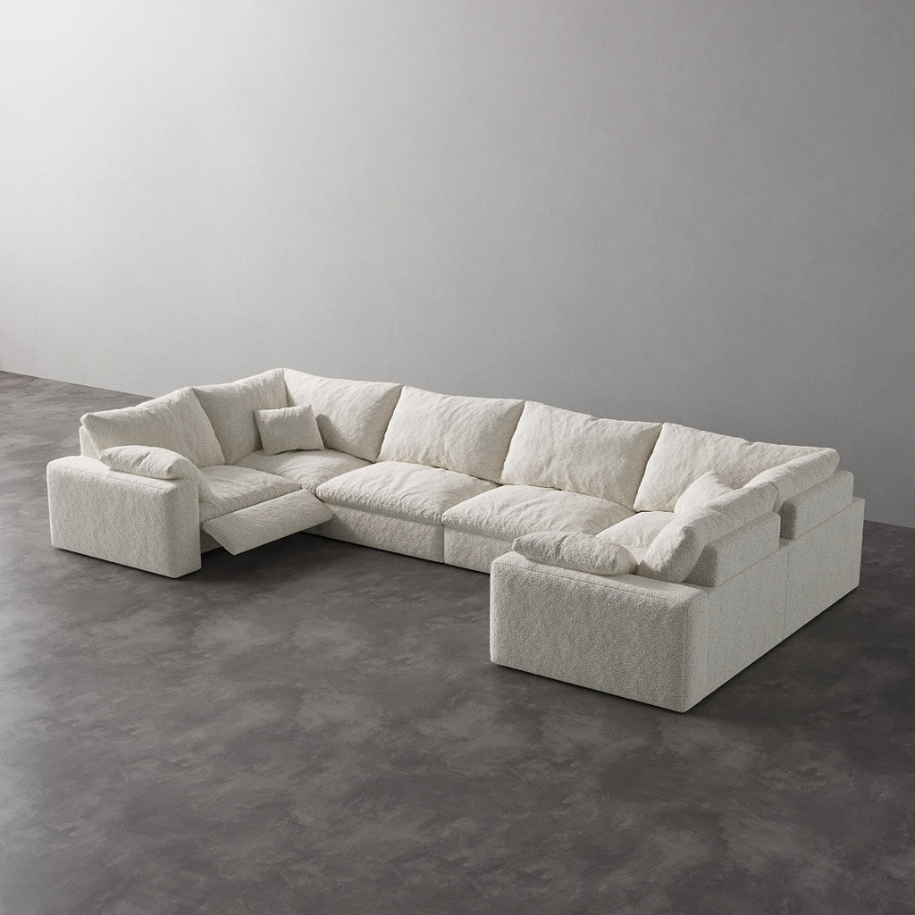 CloudLuxe U-Shape 6-Piece Modular Recliner Sectional-Bouclé