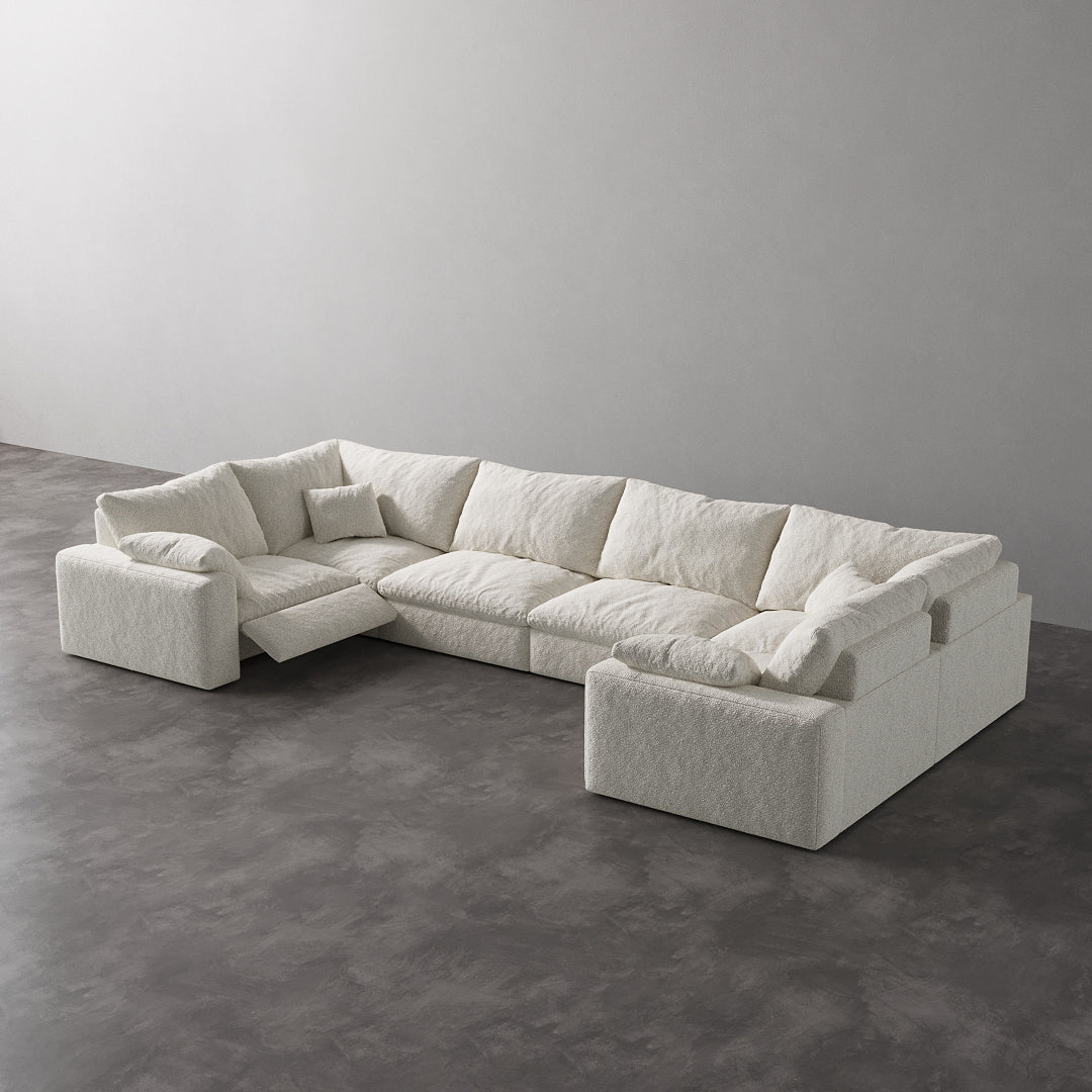 CloudLuxe U-Shape 6-Piece Modular Recliner Sectional-Bouclé