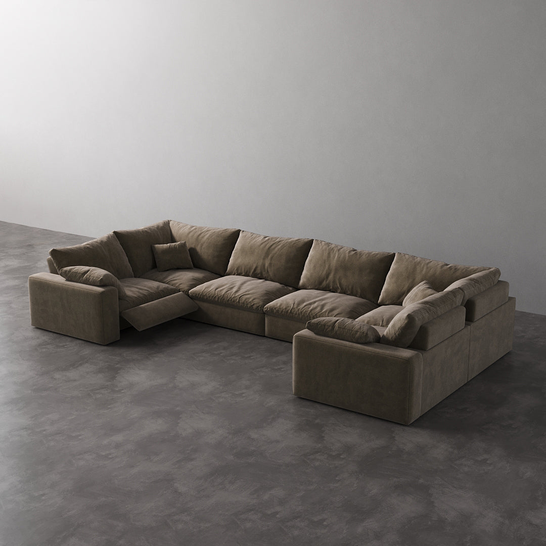 CloudLuxe U-Shape 6-Piece Modular Recliner Sectional-Velvet