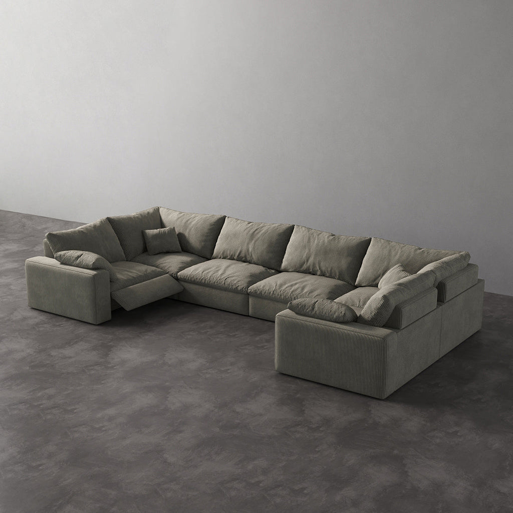 CloudLuxe U-Shape 6-Piece Modular Recliner Sectional-Corduroy