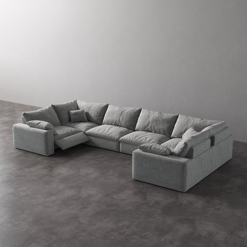 CloudLuxe U-Shape 6-Piece Modular Recliner Sectional-Linen