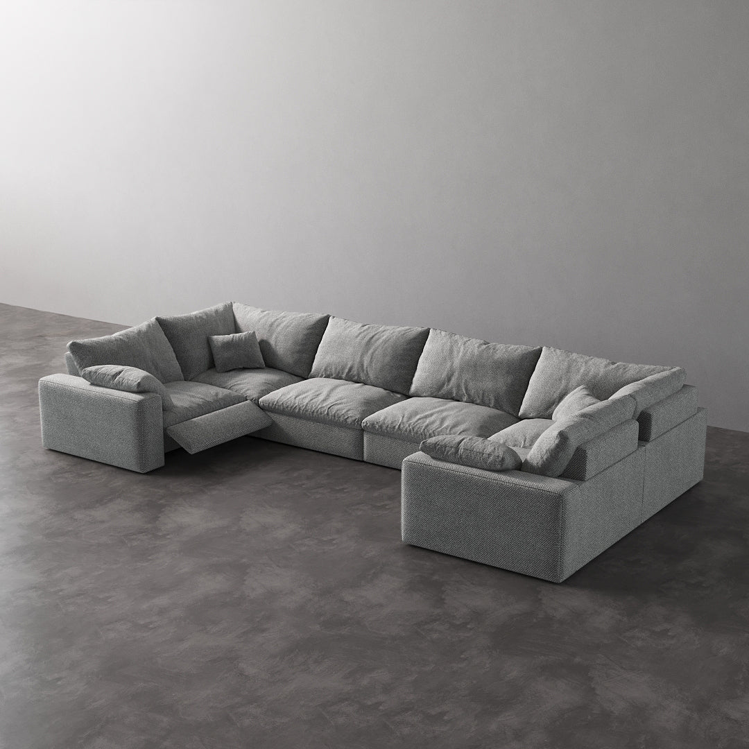 CloudLuxe U-Shape 6-Piece Modular Recliner Sectional-Linen