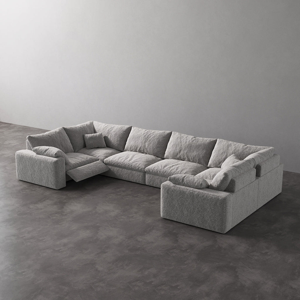 CloudLuxe U-Shape 6-Piece Modular Recliner Sectional-Bouclé