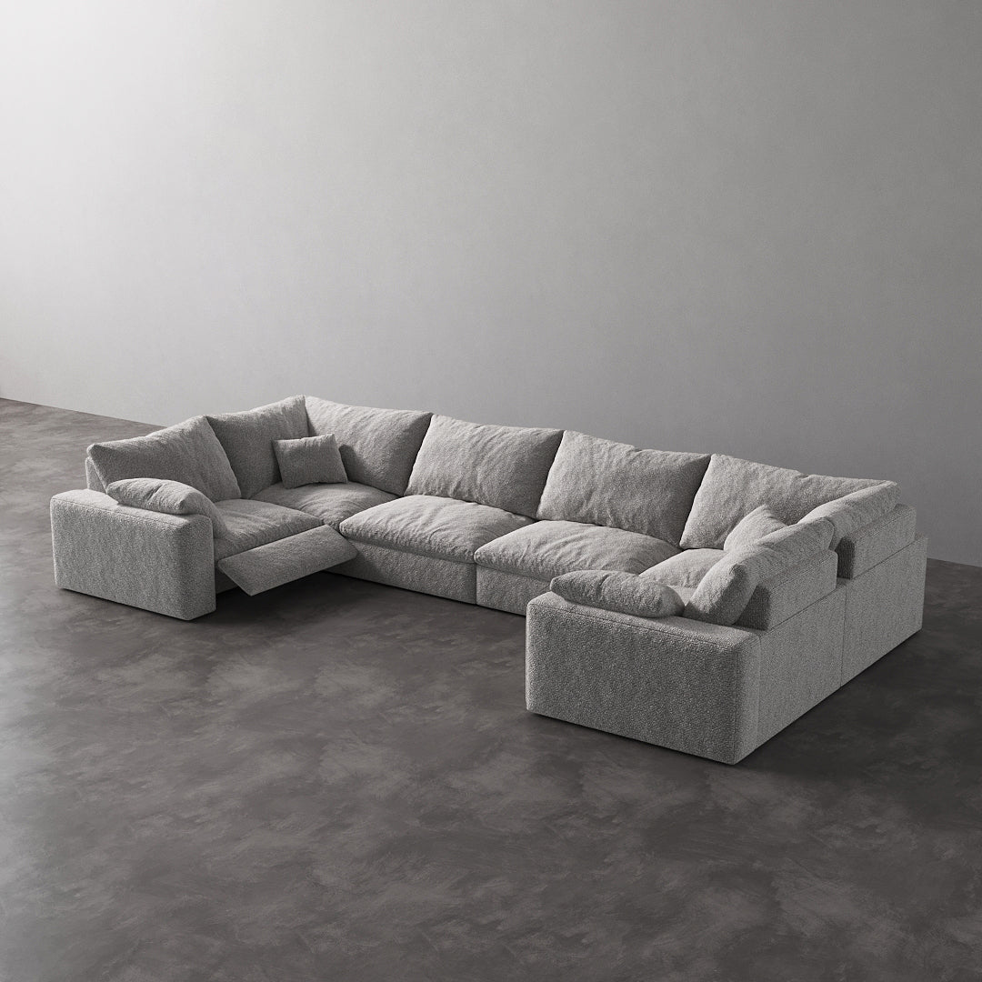 CloudLuxe U-Shape 6-Piece Modular Recliner Sectional-Bouclé