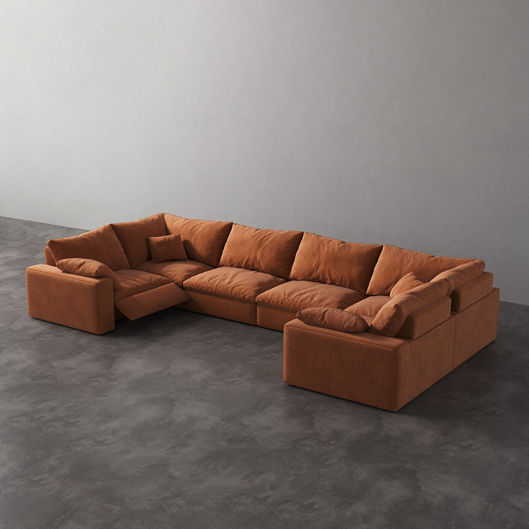 CloudLuxe U-Shape 6-Piece Modular Recliner Sectional-Corduroy