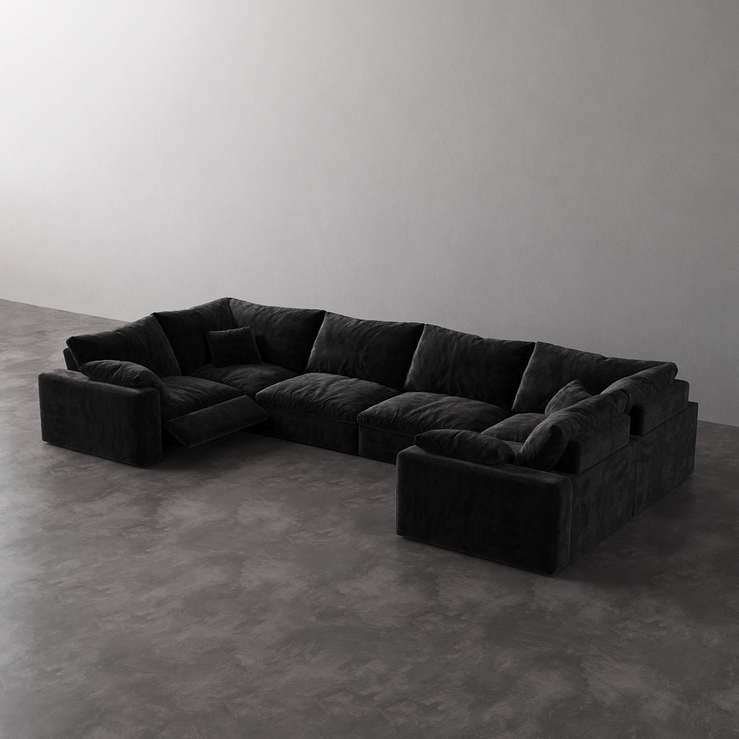 CloudLuxe U-Shape 6-Piece Modular Recliner Sectional-Velvet