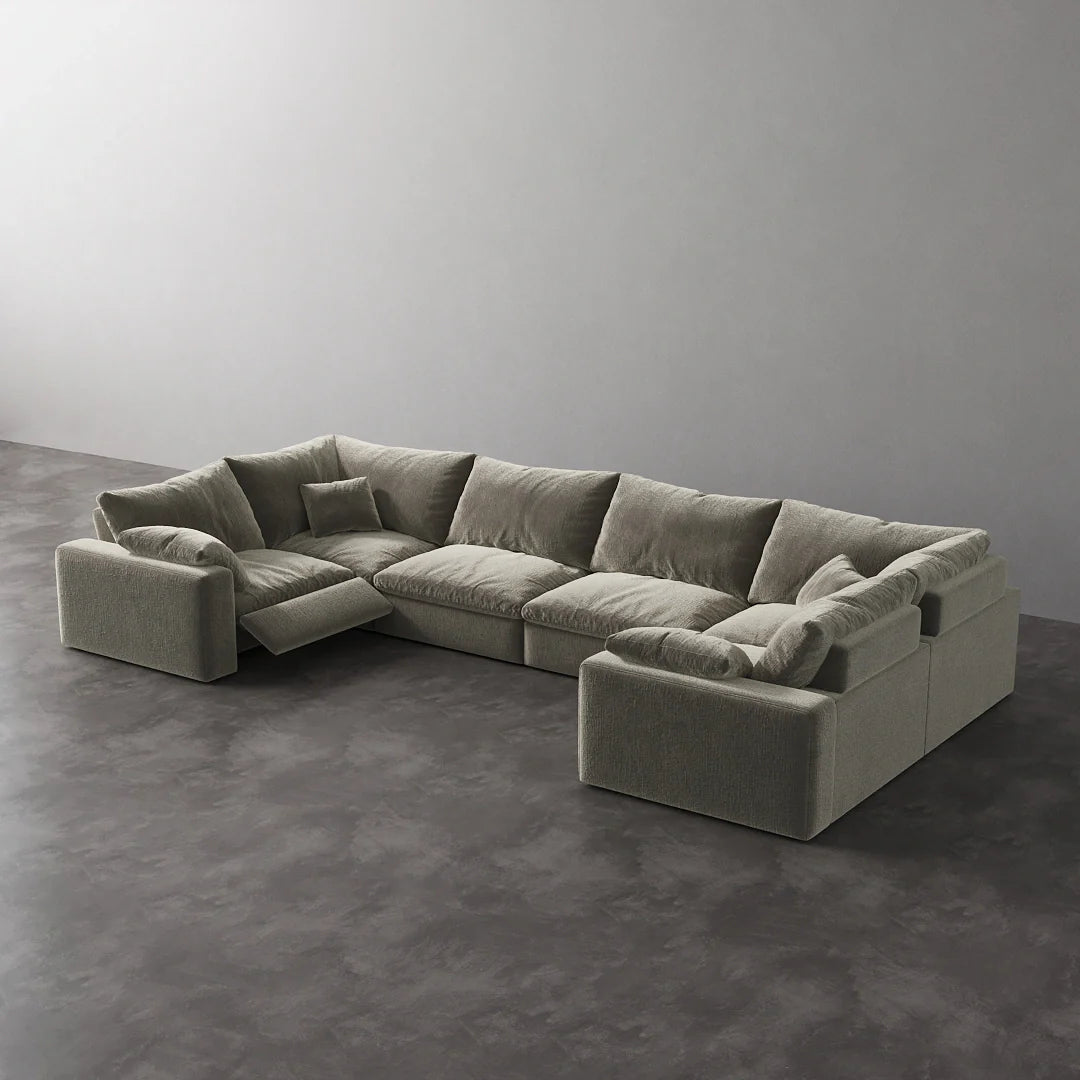 CloudLuxe U-Shape 6-Piece Modular Recliner Sectional-Velvet