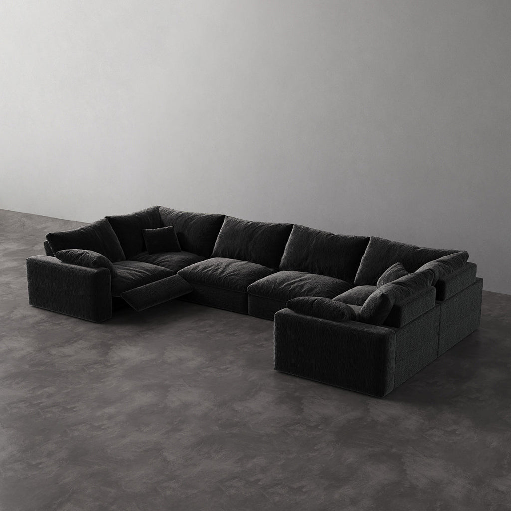 CloudLuxe U-Shape 6-Piece Modular Recliner Sectional-Velvet