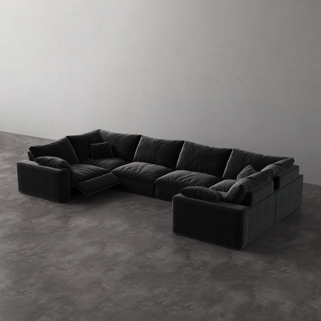 CloudLuxe U-Shape 6-Piece Modular Recliner Sectional-Velvet