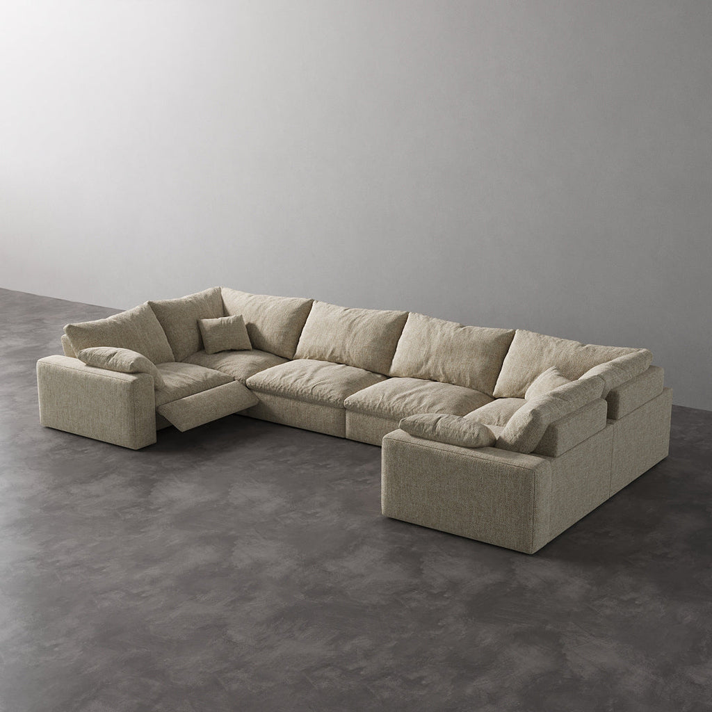 CloudLuxe U-Shape 6-Piece Modular Recliner Sectional-Linen