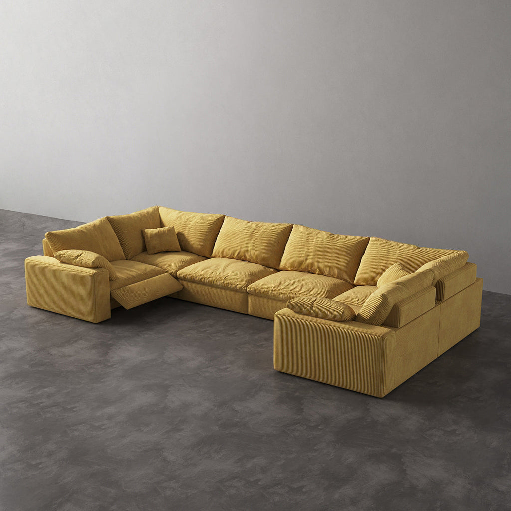 CloudLuxe U-Shape 6-Piece Modular Recliner Sectional-Corduroy