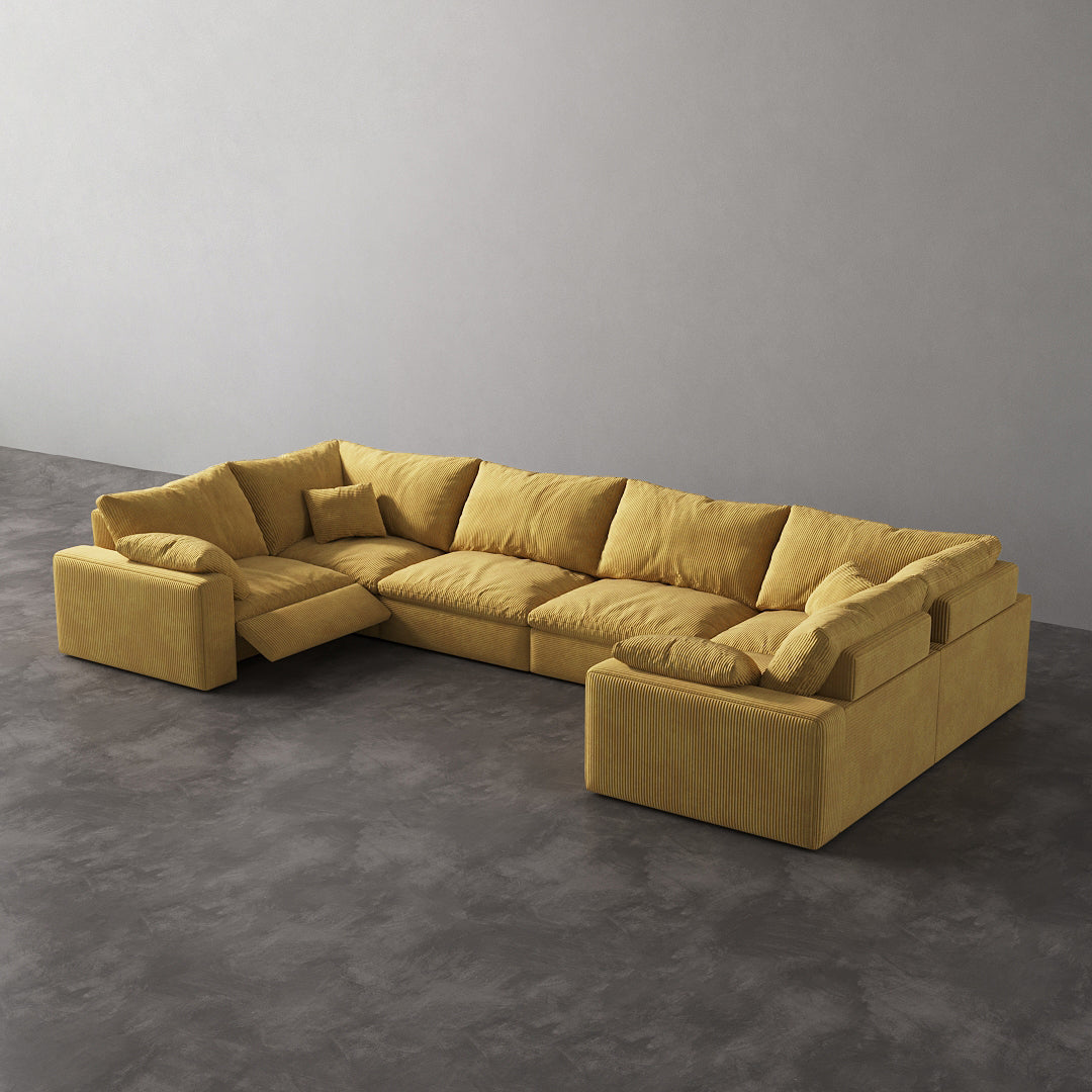 CloudLuxe U-Shape 6-Piece Modular Recliner Sectional-Corduroy