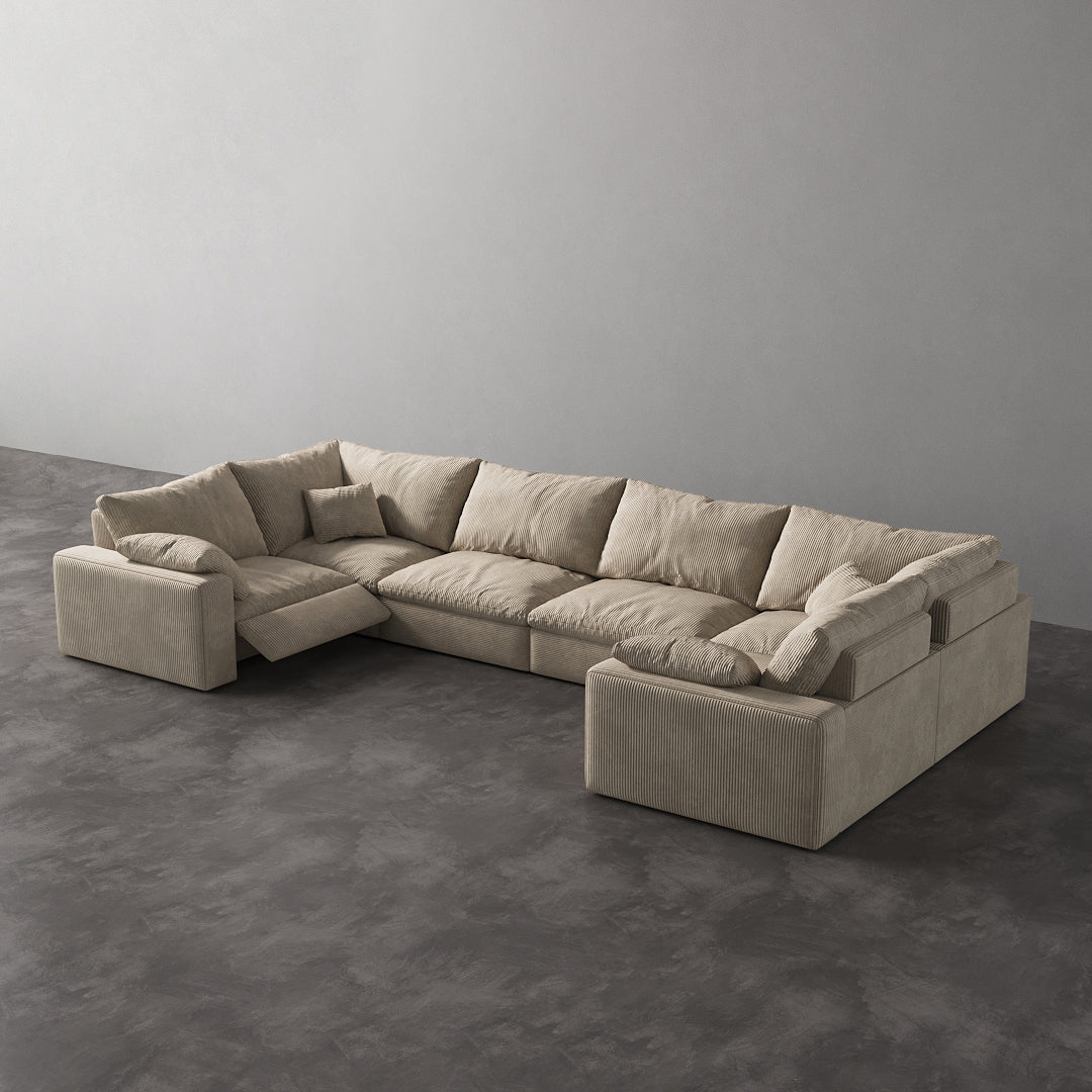 CloudLuxe U-Shape 6-Piece Modular Recliner Sectional-Corduroy