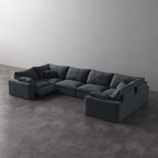 CloudLuxe U-Shape 6-Piece Modular Recliner Sectional-Linen