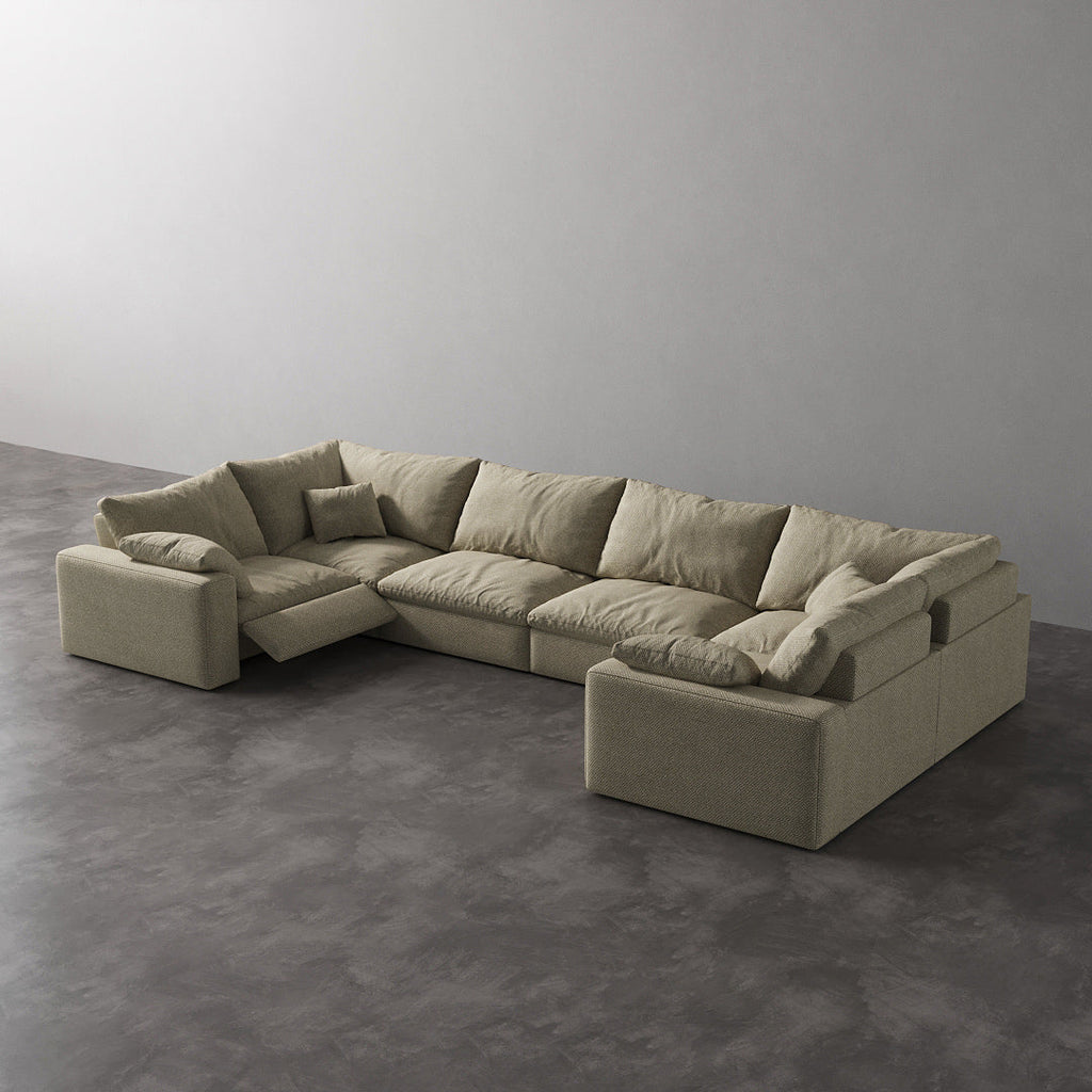 CloudLuxe U-Shape 6-Piece Modular Recliner Sectional-Linen