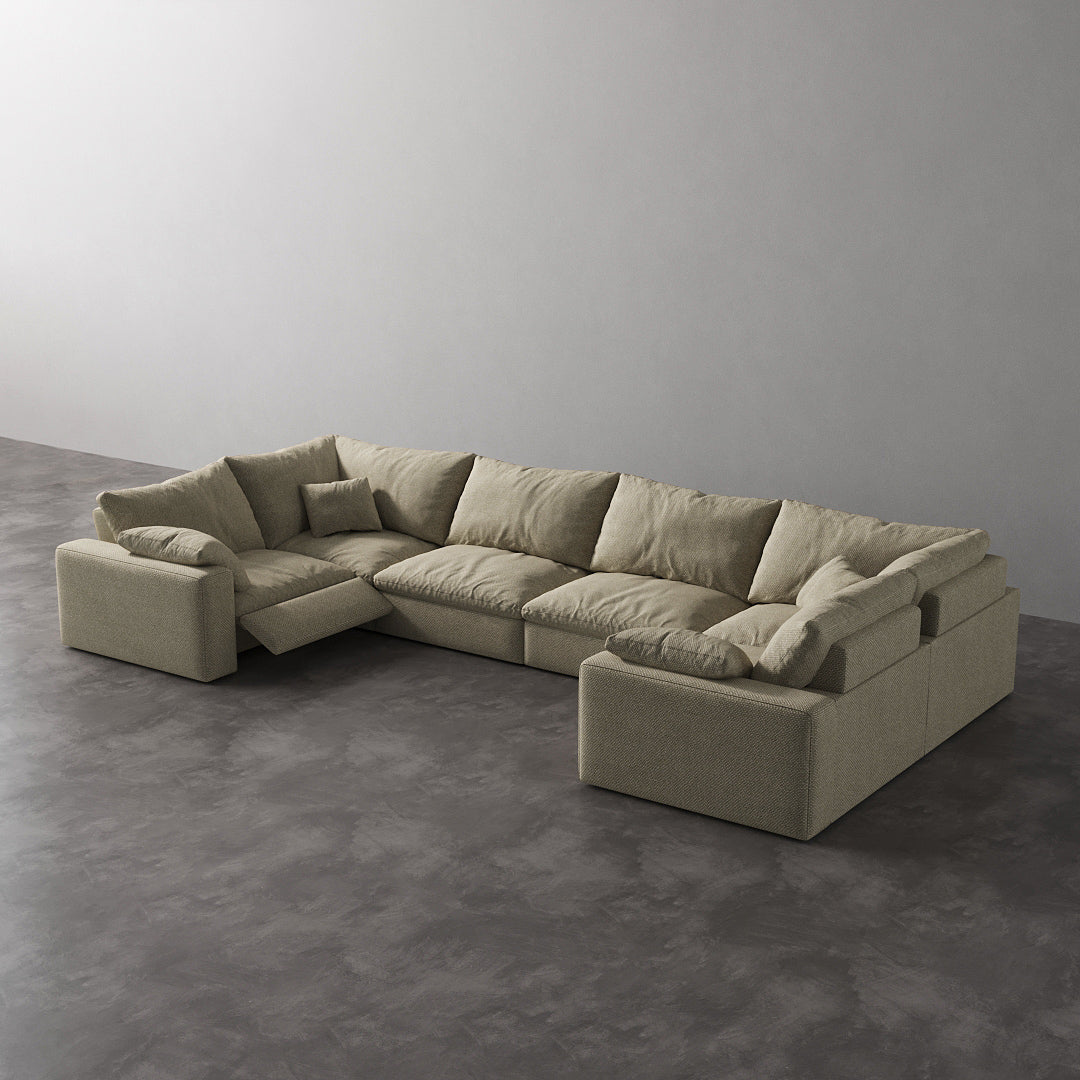 CloudLuxe U-Shape 6-Piece Modular Recliner Sectional-Linen