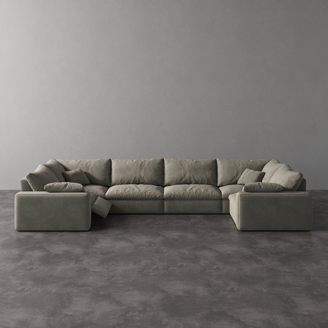 CloudLuxe U-Shape 6-Piece Modular Recliner Sectional-Corduroy