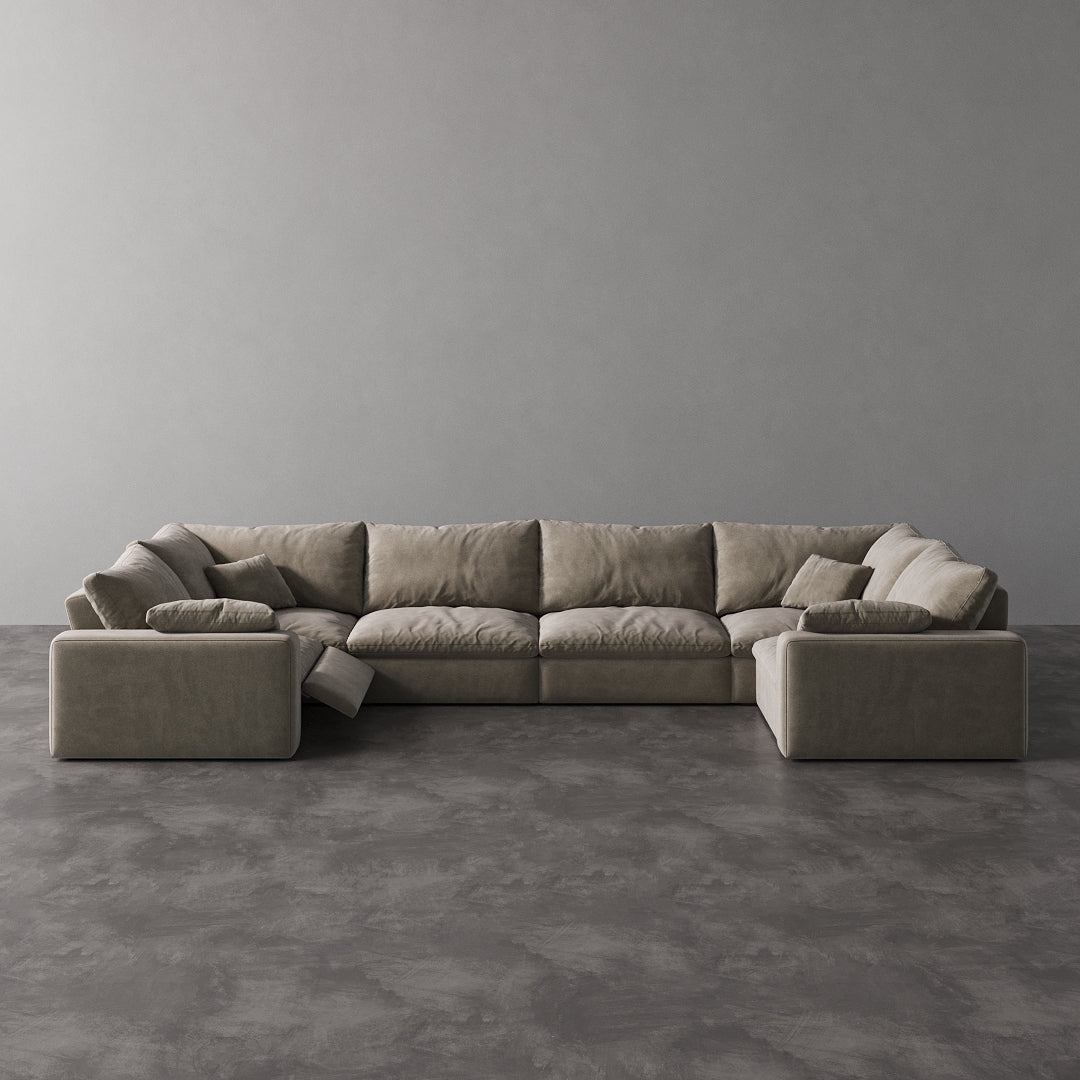 CloudLuxe U-Shape 6-Piece Modular Recliner Sectional-Velvet
