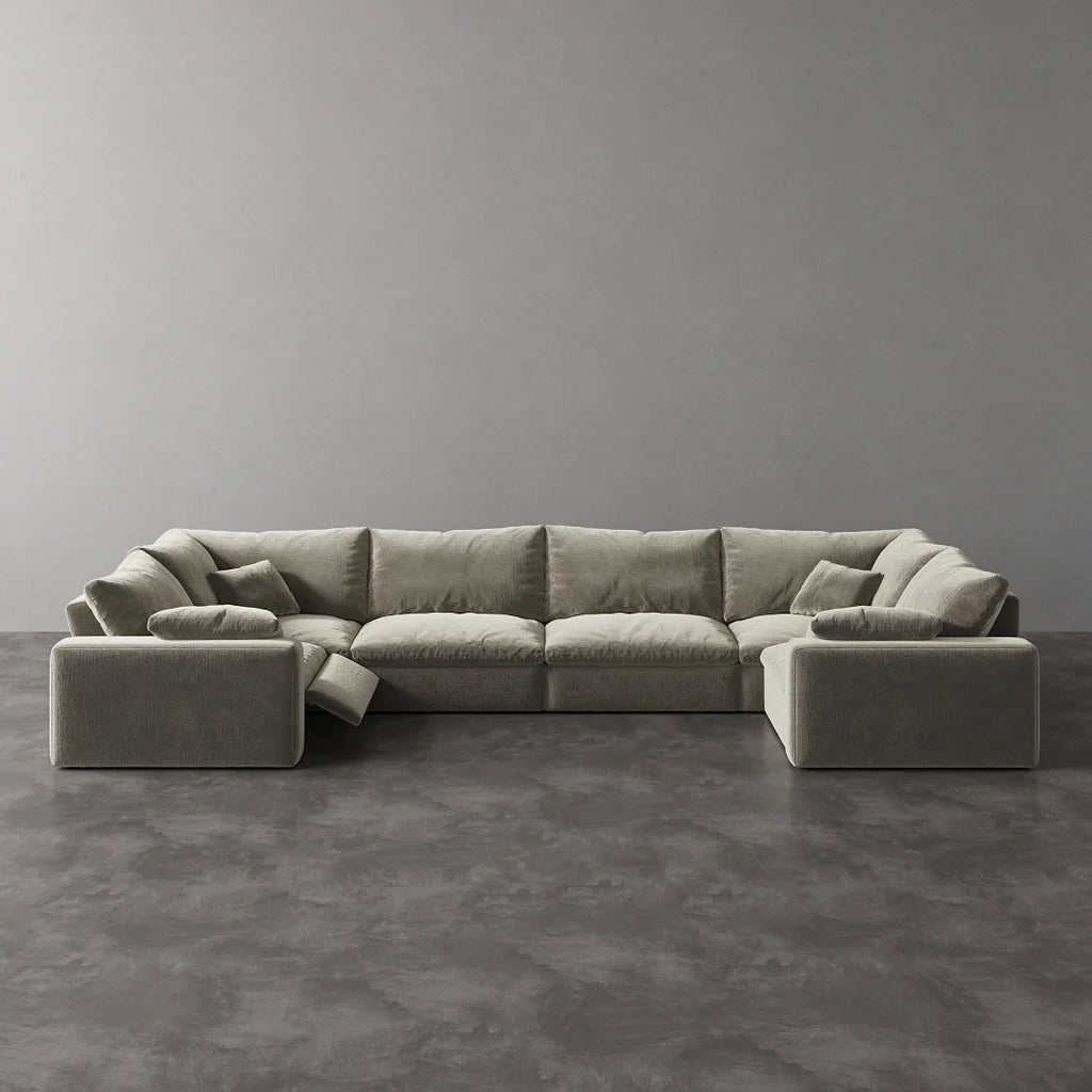 CloudLuxe U-Shape 6-Piece Modular Recliner Sectional-Velvet