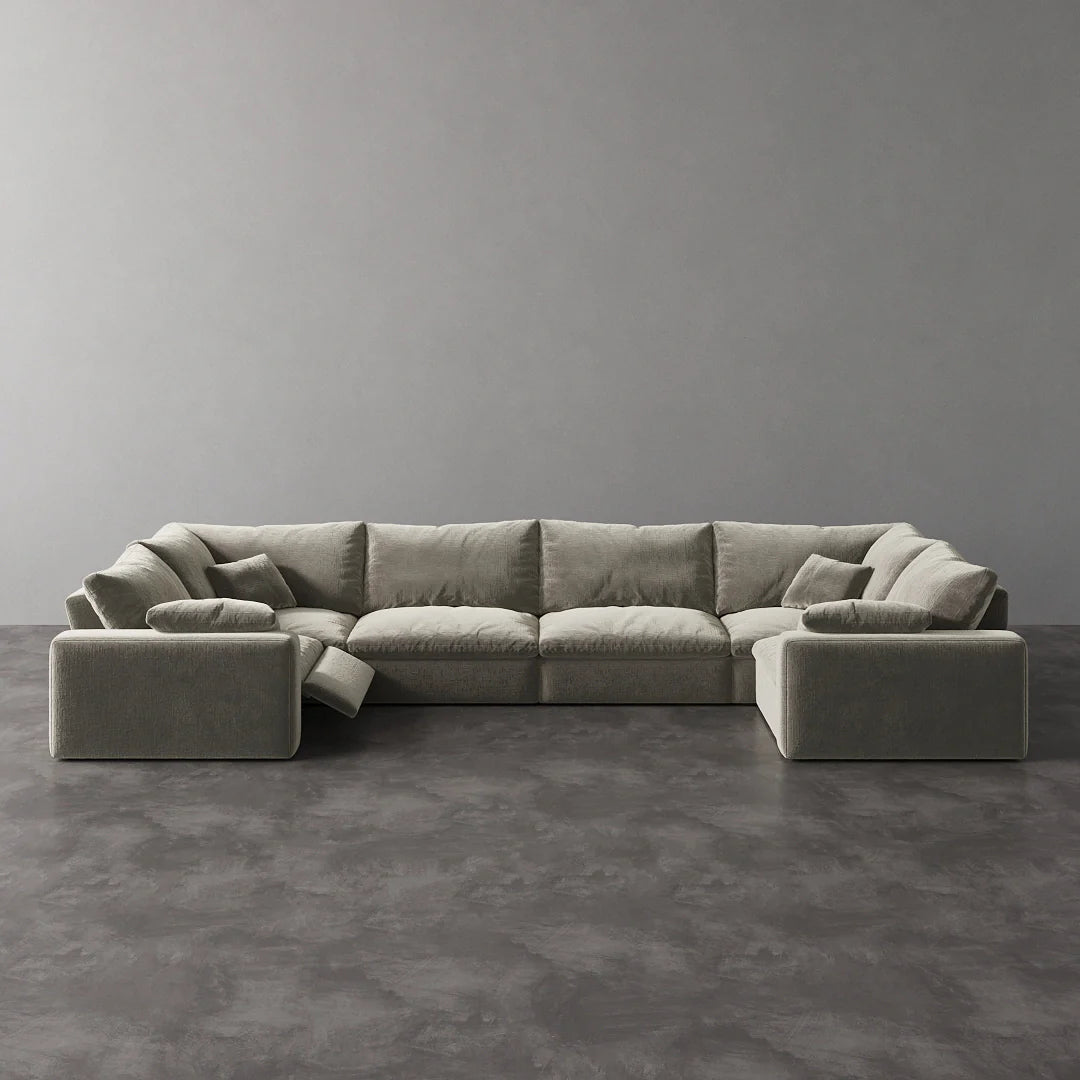 CloudLuxe U-Shape 6-Piece Modular Recliner Sectional-Velvet